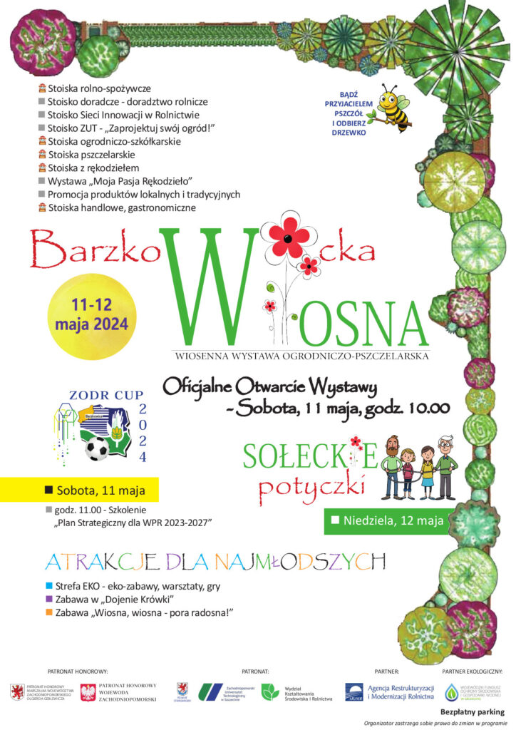 Zaproszenie na wystawę ogrodniczo-pszczelarską, która odbędzie się 11-12 maja br. w Barzkowicach.